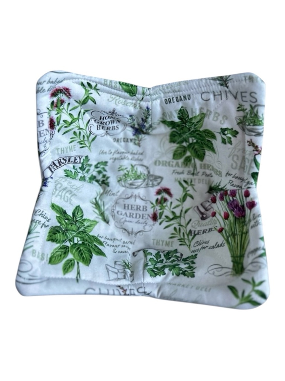 Hand Crafted Colorful Green Herb Garden Microwave Bowl Cozy 100% Cotton